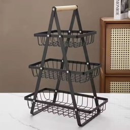 Fruteira Cesto Triplo Fruta Legumes Bancada Mesa Cozinha Organizaçao Multiuso Armario Escritorio Est - 5