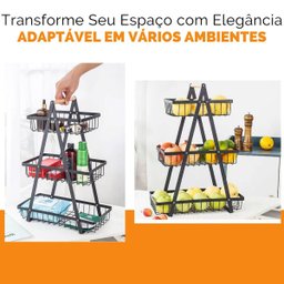 Fruteira Cesto Triplo Fruta Legumes Bancada Mesa Cozinha Organizaçao Multiuso Armario Escritorio Est - 10