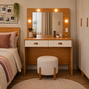 Ver imagem 4 de Penteadeira Camarim Camila com LED - Espelho - Tomada 20A - Moderna:Cinamomo/Offwhite