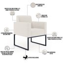 Ver imagem 6 de Kit 3 Poltronas Decorativas para Sala e Recepção Base Fixa de Metal Helô L02 Linho Cru - Lyam