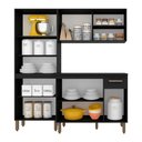 Ver imagem 2 de Armário Tieli Paneleiro Duplo 3 Peças Preto Fosco - Móveis Arapongas Preto Fosco