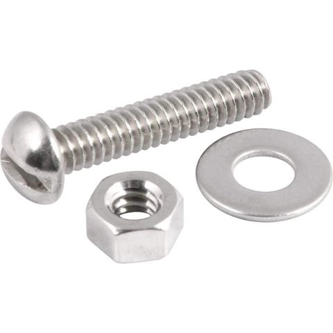 Parafuso Máquina 3-16 x 1 Aço Inox Cabeça Redonda com Porca e Arruela Lisa Vonder