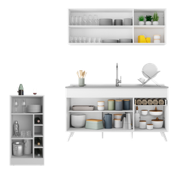 Armário de Cozinha Compacta com Bancada Americana Veneza Multimóveis Mp2200 Branco - 4