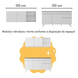 Armário de Cozinha Compacta com Bancada Americana Veneza Multimóveis Mp2200 Branco - 5