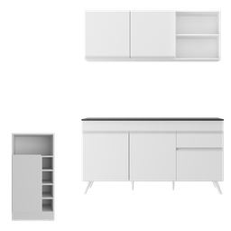 Armário de Cozinha Compacta com Bancada Americana Veneza Multimóveis Mp2200 Branco - 6