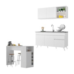 Armário de Cozinha Compacta com Bancada Americana Veneza Multimóveis Mp2200 Branco - 1