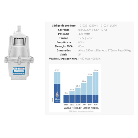 Bomba Submersa (sapo) 6.5 300w Bluma 220v