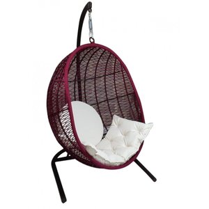 Balanço com Suporte em Corda Náutica Vinho - Tecido Duna Cru