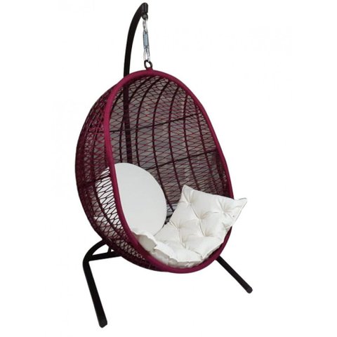 Balanço com Suporte em Corda Náutica Vinho - Tecido Duna Cru