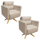 Ver imagem 1 de Kit 2 Poltronas Giratória Livia Corino Base de Madeira Ma30 - D’Rossi