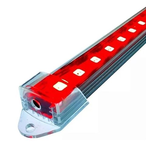 Barra Led 5054 com 75 Cm - 12v - Vermelha - 54 Leds - 15w - com Calha de Proteção Transparente