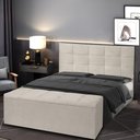 Ver imagem 2 de Kit Cabeceira e Calçadeira Baú Casal 1,40m Roma Suede Bege Sky Mobile