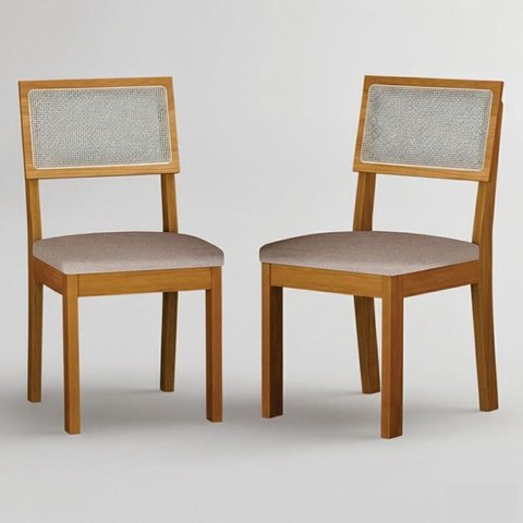 Cadeira para Mesa de Jantar Flora Mdf Kit 2 Peças Joli Palha - Leifer