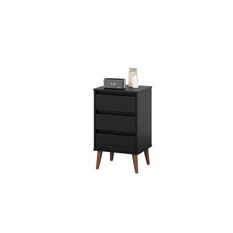 Mesa de Cabeceira Retro Wood Preto– Ej Móveis