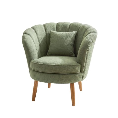 Poltrona Decorativa Sala de Estar Pétala Bouclê Verde - Montanaris Decor