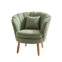 Ver imagem 1 de Poltrona Decorativa Sala de Estar Pétala Bouclê Verde - Montanaris Decor