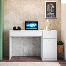 Escrivaninha Penteadeira com Espelho 1 Porta 1 Gaveta Monalisa Branco Fiorello - 2