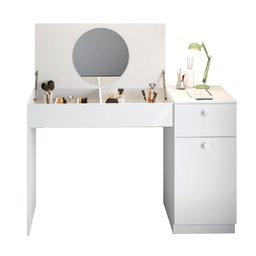 Escrivaninha Penteadeira com Espelho 1 Porta 1 Gaveta Monalisa Branco Fiorello - 3