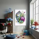 Ver imagem 1 de Quadro Aquarela Buda com Flor de Lotus - 70x50cm:moldura Preta
