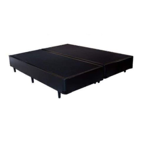 Cama Base Box Casal Bipartido Corino Preto - Duas Peças de 69x188