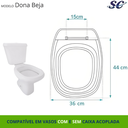 Ver imagem 6 de Tampa de Vaso Assento Dona Beja Gold para Bacia Santa Clara Branco 6LPF
