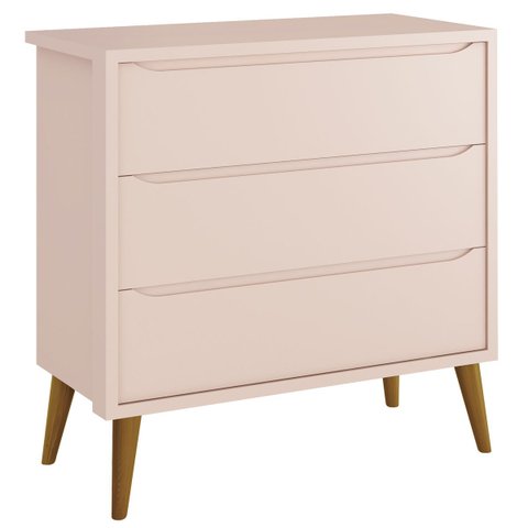 Cômoda Gaveteiro Théo New Rosa Fosco com Madeira - MoveisAqui