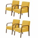 Ver imagem 1 de Kit 4 Poltronas 1 Lugar Jade Pé Madeira D Salla Amarelo