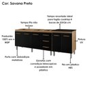 Ver imagem 3 de Balcao para Pia 150cm e Balcão com Tampo para Cooktop 4 Bocas Savana Preto Mobbs