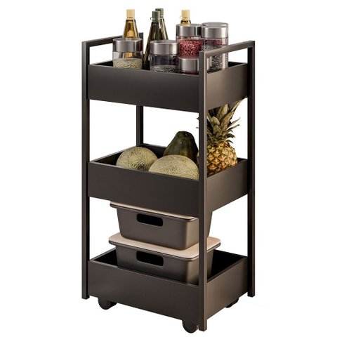 Fruteira Carrinho Multiuso Industrial 3 Prateleiras Bess M05 Preto - Inoviza