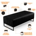 Ver imagem 3 de Puff Decorativo Sala de Estar Bali W01 Base Ferro 120x50 cm Couríssimo Preto - Lyam Decor