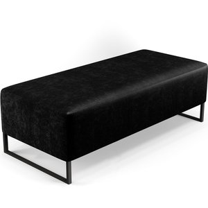 Puff Decorativo Sala de Estar Bali W01 Base Ferro 120x50 cm Couríssimo Preto - Lyam Decor