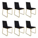 Ver imagem 1 de Kit 6 Cadeiras de Jantar Estofada Lille Base Gold Veludo Preto - Montanaris Decor