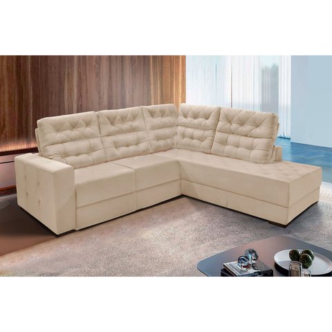 Sofá de Canto Retrátil e Reclinável Santorini 2,70x2,25m - Bege