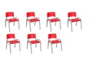 Ver imagem 1 de Kit 7 Cadeiras Infantil Iso, Escola, Base Cinza-vermelho