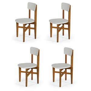 Kit 4 Cadeiras em Madeira Maciça Elisa para Sala de Jantar Off-white