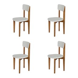 Kit 4 Cadeiras em Madeira Maciça Elisa para Sala de Jantar Off-white - 1