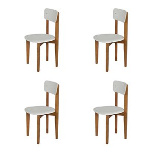 Kit 4 Cadeiras em Madeira Maciça Elisa para Sala de Jantar Off-white