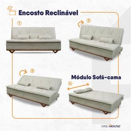 Sofá Cama Estoril 1,90m Suede Velut - King House - 7