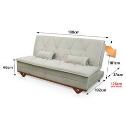 Sofá Cama Estoril 1,90m Suede Velut - King House - 3