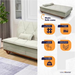 Sofá Cama Estoril 1,90m Suede Velut - King House - 2