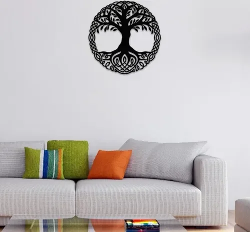 Painel decorativo árvore da Vida Yggdrasil mdf preto 59cm