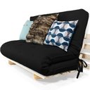 Ver imagem 2 de Sofa Cama Casal Futon Oriental D33 com Madeira Maciça - Preto