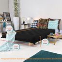Ver imagem 4 de Sofa Cama Casal Futon Oriental D33 com Madeira Maciça - Preto