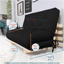 Ver imagem 3 de Sofa Cama Casal Futon Oriental D33 com Madeira Maciça - Preto