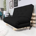 Ver imagem 1 de Sofa Cama Casal Futon Oriental D33 com Madeira Maciça - Preto