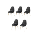 Ver imagem 1 de Kit 5 Cadeiras Estogadas de Escritório Recepcão Tania Pu Preta Base Madeira - Bering