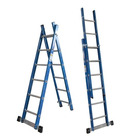 Escada em Fibra Tesoura Extensível 6x10 Degraus 1,90x3,20m Premium Wbertolo