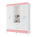 Ver imagem 2 de Guarda Roupa Natura 4 Portas Branco Rosa