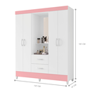 Ver imagem 3 de Guarda Roupa Natura 4 Portas Branco Rosa