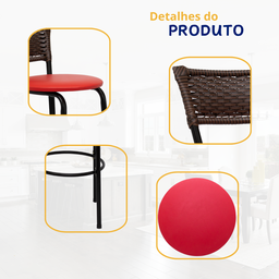 Banqueta para Cozinha Banco Alto Junco Argila Balcão Ilha Bancada Bares Piscina Área Gourmet - 4